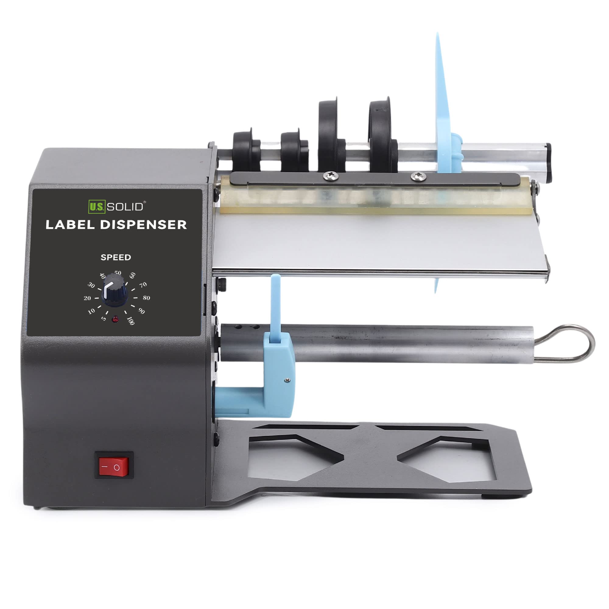 U.S. Solid Distributeur Automatique d'Étiquettes pour Rouleaux et Étiquettes en Accordéon - Étiquettes Translucides et Opaques - Tailles de Mandrin 1"/1,5"/3" - Vitesse Réglable (Largeur 180 mm)