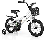 BABY JOY Les enfants font du vélo, 12 14 16 18 Inches Enfants Bicyclettes pour garçons Filles Âge 3-8 ans avec roues de formation, frein à main, freins sous-marins & Panier amovible, Vélo enfant de couleurs multiples