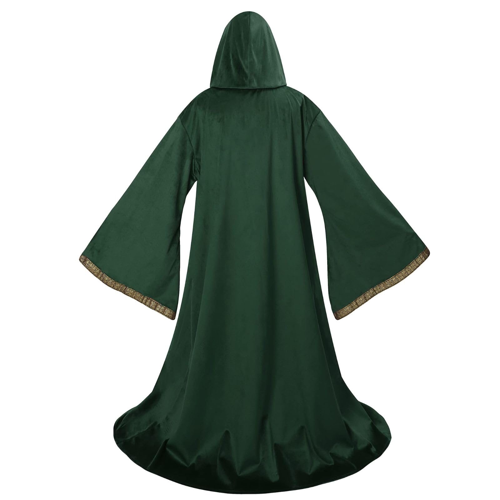 RRCBMD Wizard Cape Hooded Wizard Robe Men Cloak with Sleeves Robe Costume Wizard Outfit Wizard Robes Adult Men (Green-150CM) - Image 2