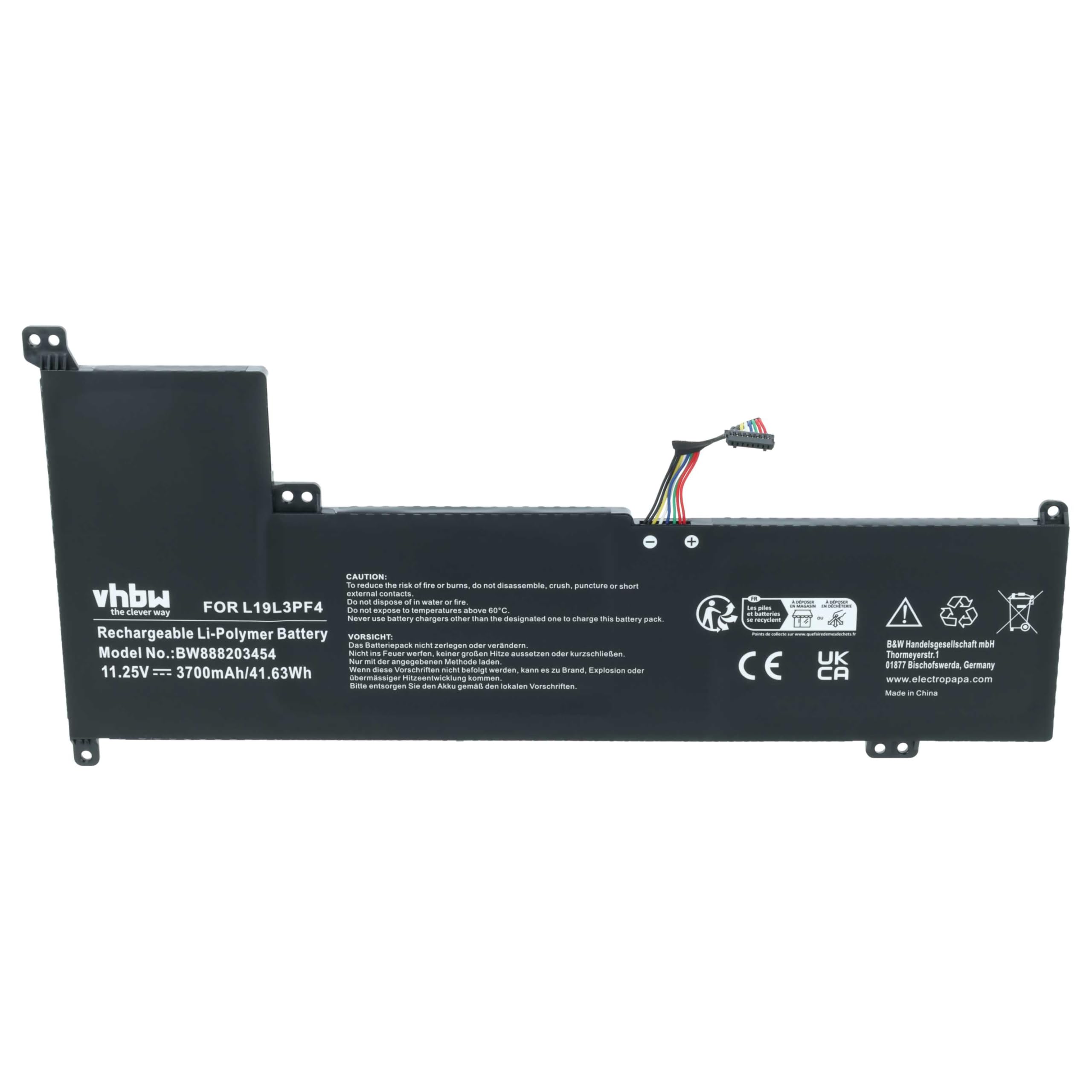 vhbw batteria compatibile con Lenovo V17-IIL (82GX) notebook (3700mAh, 11,25V, Li-Poly)