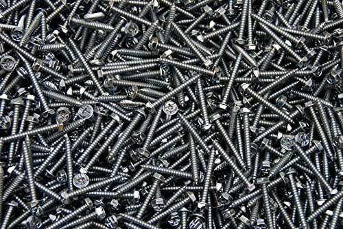 (500) Combo Drive Hex Head 10 x 1-1/2 Sheet Metal Screws AB Slotted & Phillips