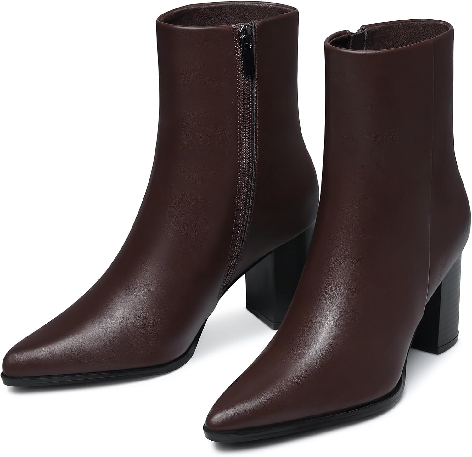 Women Heel Ankle Boots: 3.2 In Chunky Heels, Fashion Pointed Toe Short Boots, Fall Winter Booties for Night out, Office, Business, Weekend, Vacation - Image 4