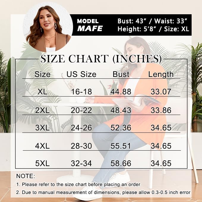 Anymiss Womens Plus Size Cardigan 2026 Lightweight Long Sleeve Jacket 1X-5X - Image 5