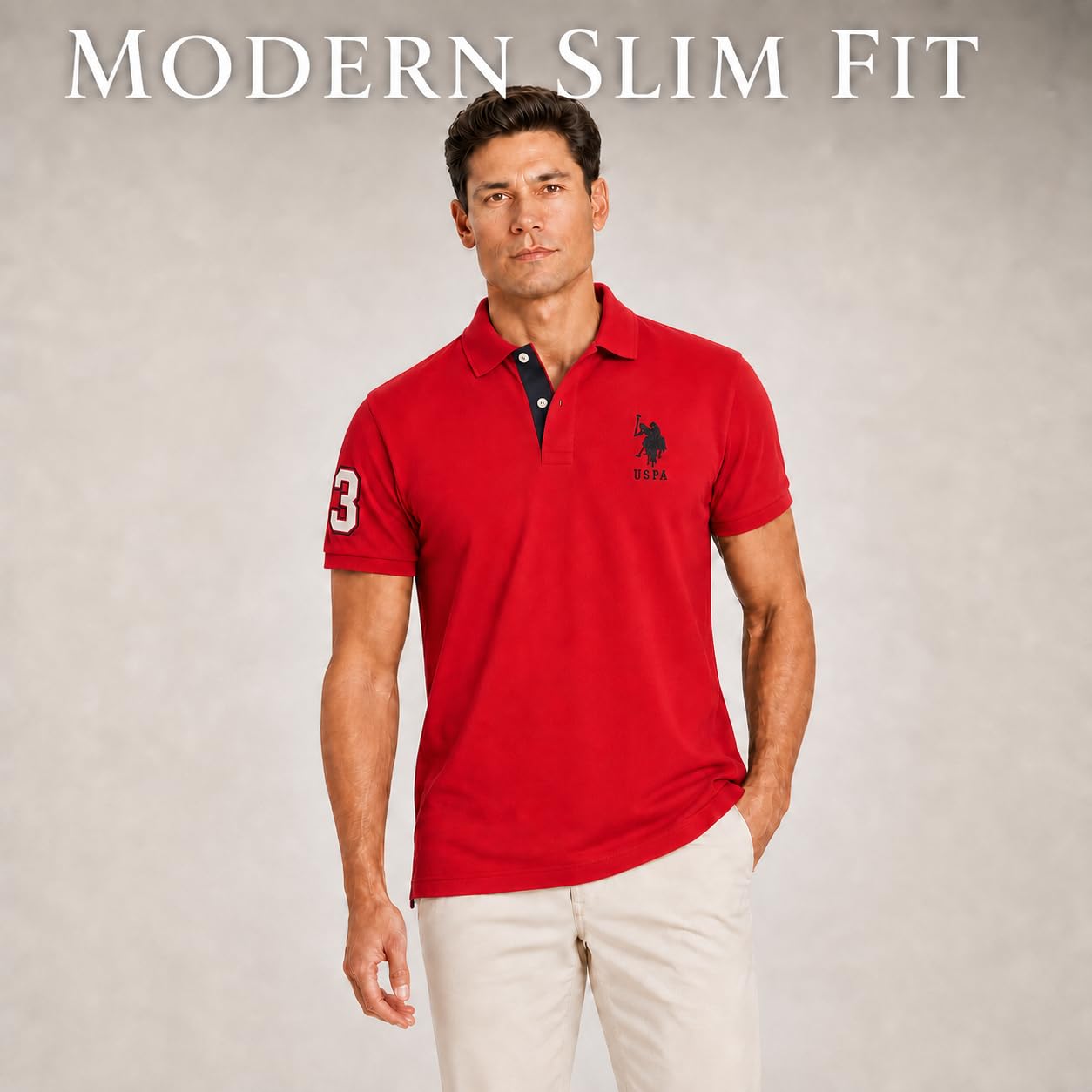 U.S. Polo ASSN. Slim Fit Solid Short Sleeve Pique Polo Shirt Polo Hombre (Pack de 1)