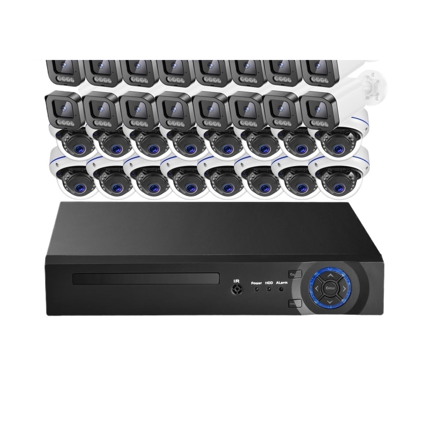 Zestaw Do Monitoringu Wideo 4K Ultra HD 8MP Z Detekcją Twarzy POE NVR, Zewnętrzny, Dwukierunkowy Dźwięk, 4MP CCTV, Domowy System(None,32pcs 8MP Cameras)
