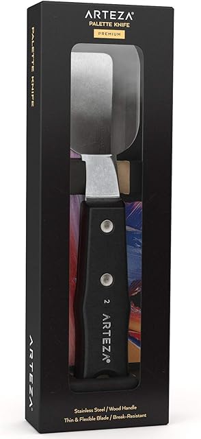 Arteza Palette Knife, Size No. 2, Durable Stainless Steel Blade & Break-Resistant Wooden Handle, Painting Knife for Oil & Acrylic Paints