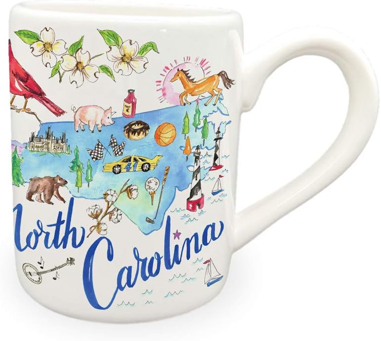 Boston InternationalState Collection Ceramic Coffee/Tea Mug, 1 Count (Pack of 1), North Carolina
