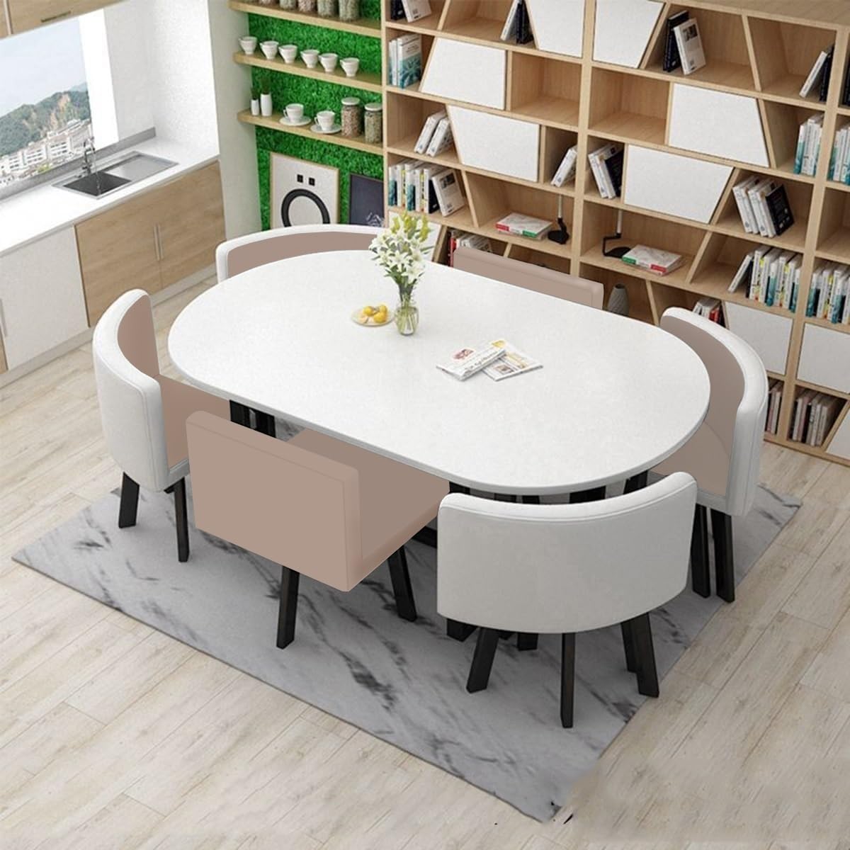 Amazon | 6人用 ダイニングテーブル 会議用テーブル オフィス