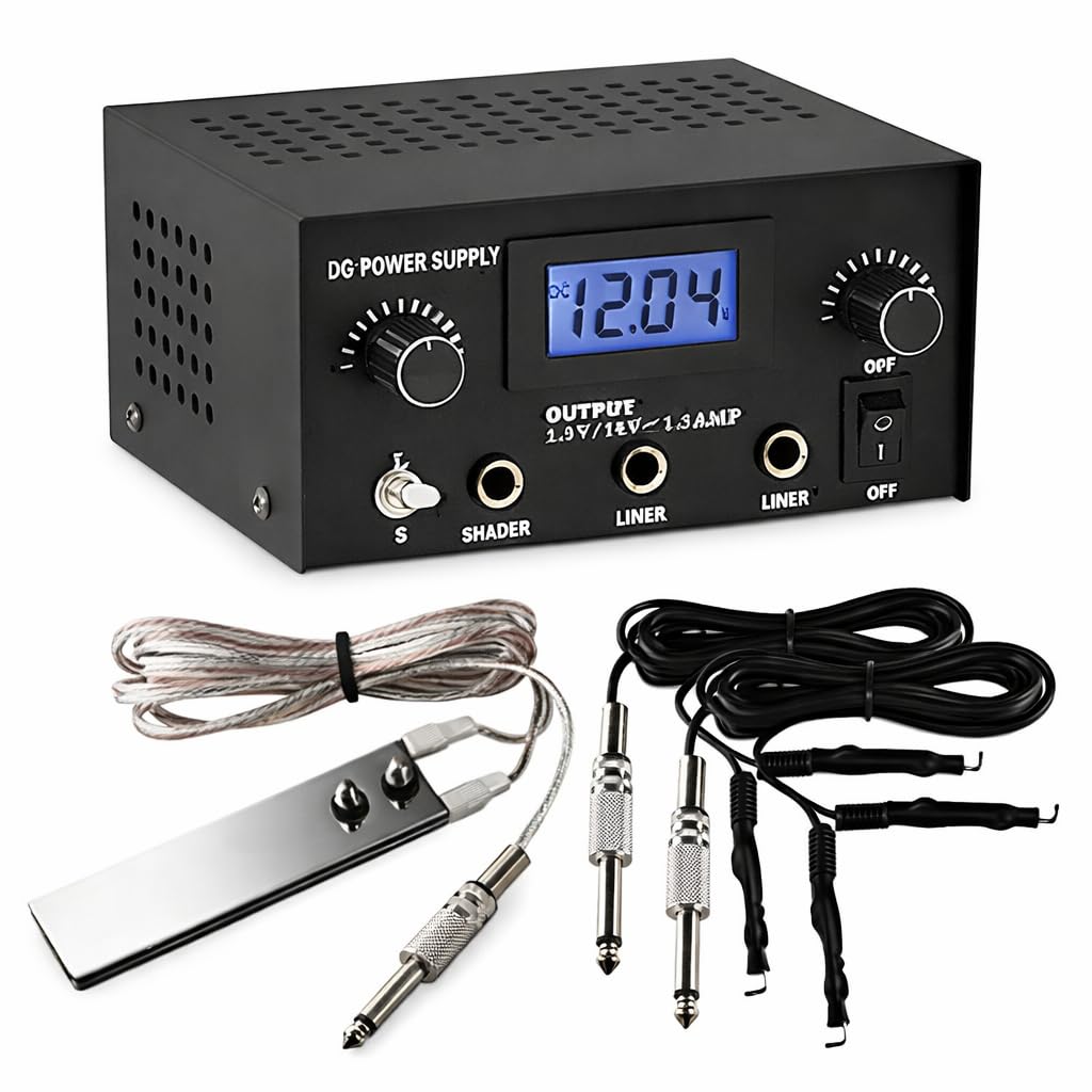 DGT Tattoo Supply Dgt Pro Digital Dual Tattoo Machine Power Supply Kit W/ 2 Clip Cord & Foot Pedal-image-14