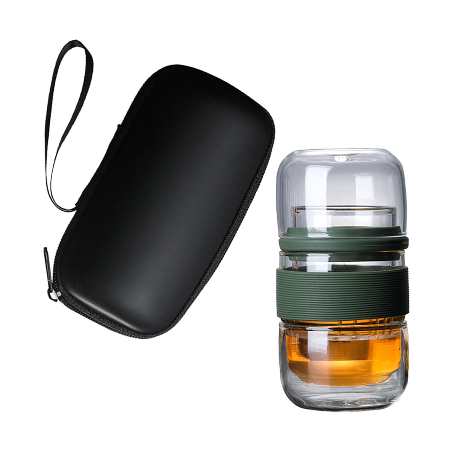 Juego de té de borosilicato portátil con estuche rígido y alta resistencia al calor