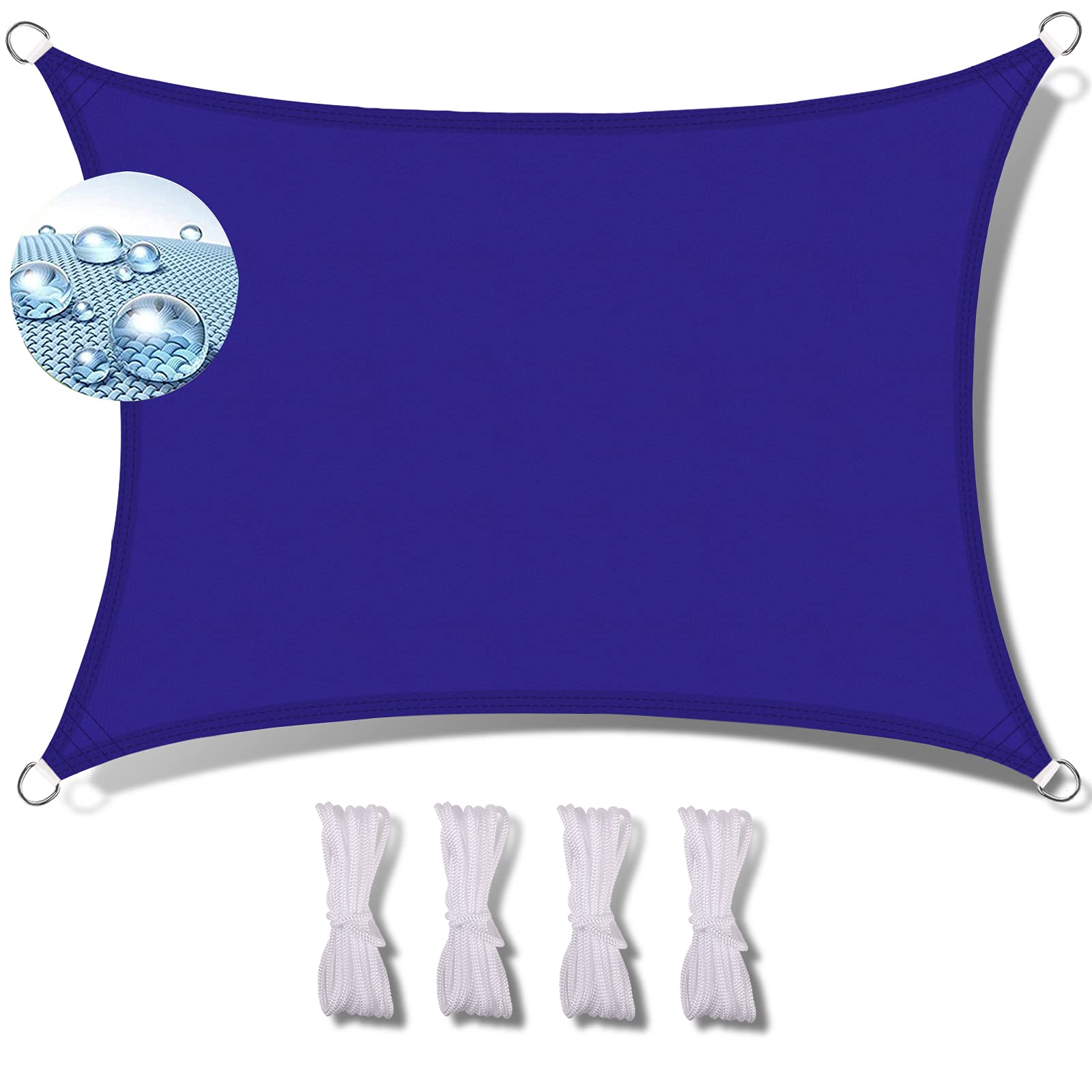GJZQDKX Outdoor Rectangular Sun Shade 2x5m - Waterproof & Weather-Resistant Canopy Sail with Fixing Rope - Ideal for Patio Garden and Deck - Royal Blue