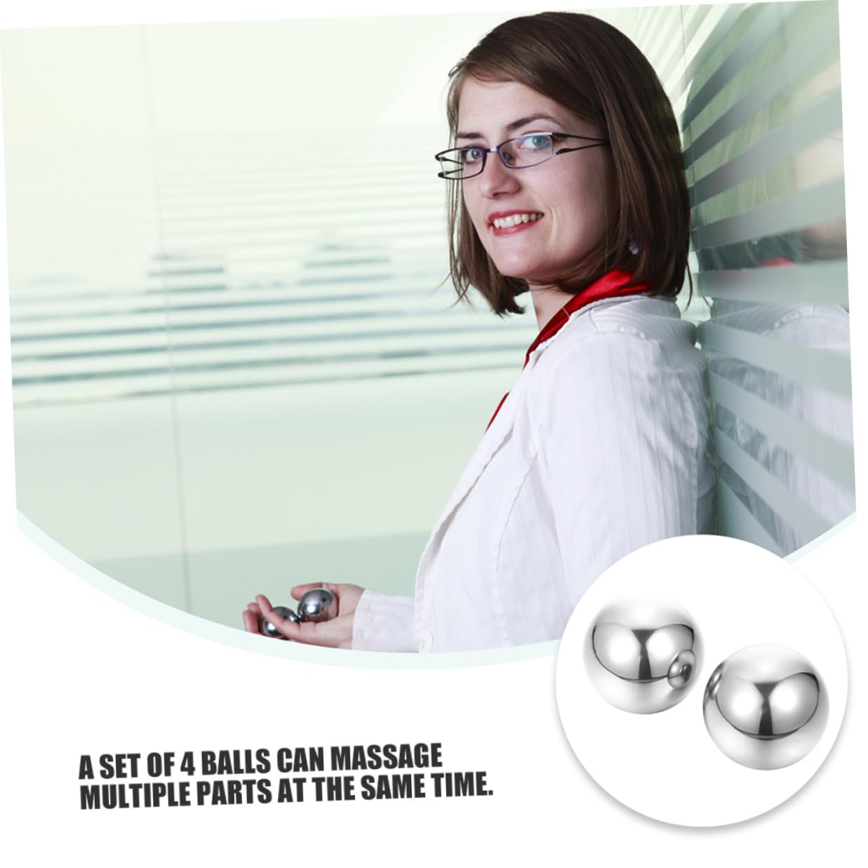 Bolas de Masaje de Acero Inoxidable Diseño Portátil 2 Pares para Relajación Muscular y Ejercicio de Brazos para Uso en Momentos de Descanso