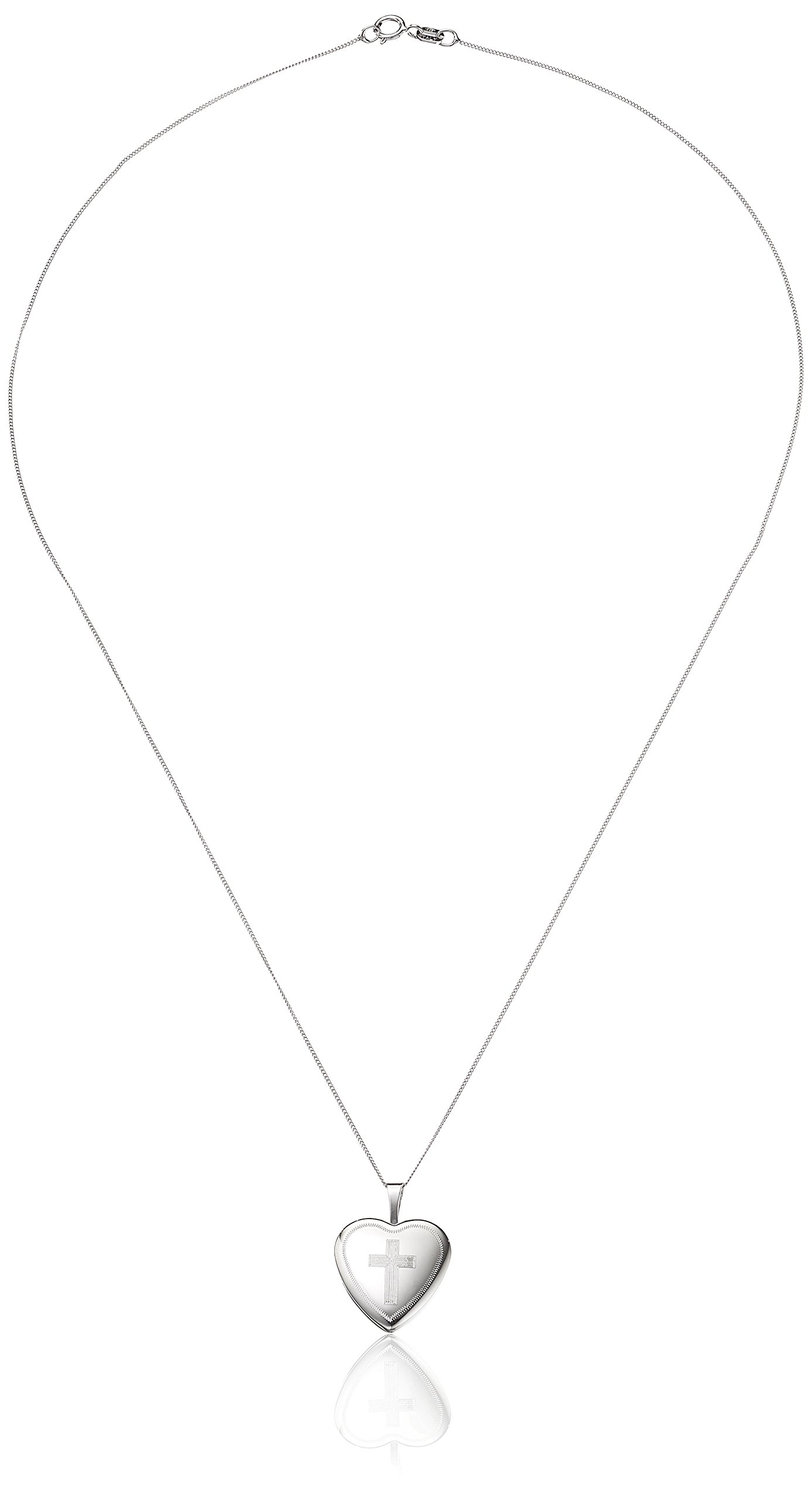 Sterling Silver Heart Shaped Locket with Cross Necklace