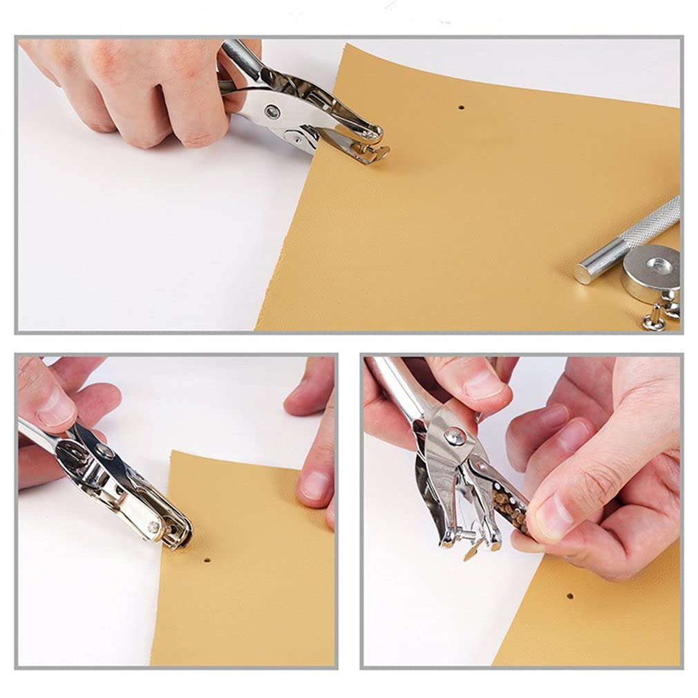 Remache de cuero de doble cara de 360 piezas con alicates de perforación Remaches de tapa doble de metal Espárragos redondos para bricolaje Bolsa de artesanía de cuero Ropa-Estados Unidos