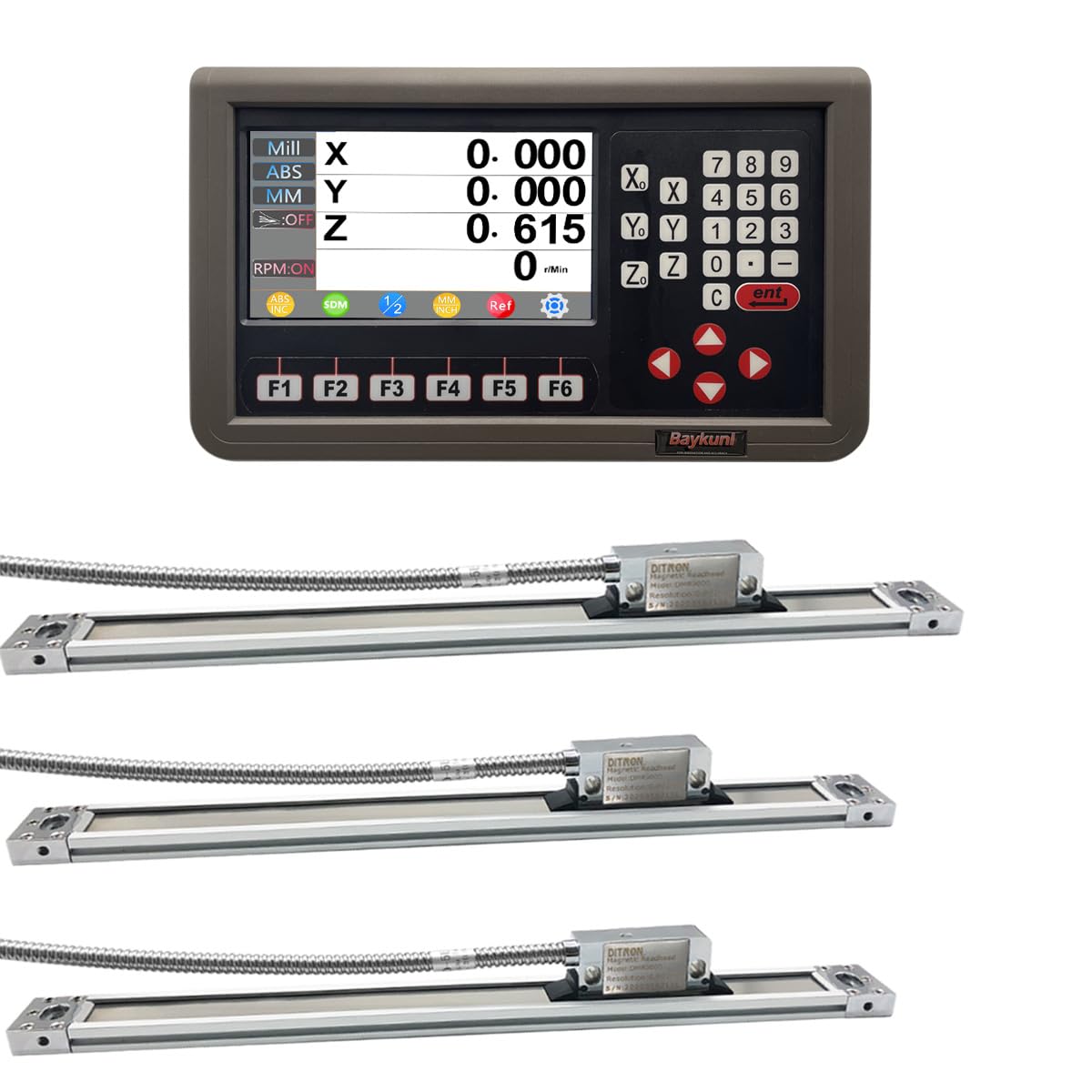 Bridgeport Milling Machine 9X42 Table 3 Axis DRO Digital Readout 1um Resolution with IP67 Sealing Magnetic Scale for Milling Machine 12x16x30inch Travel