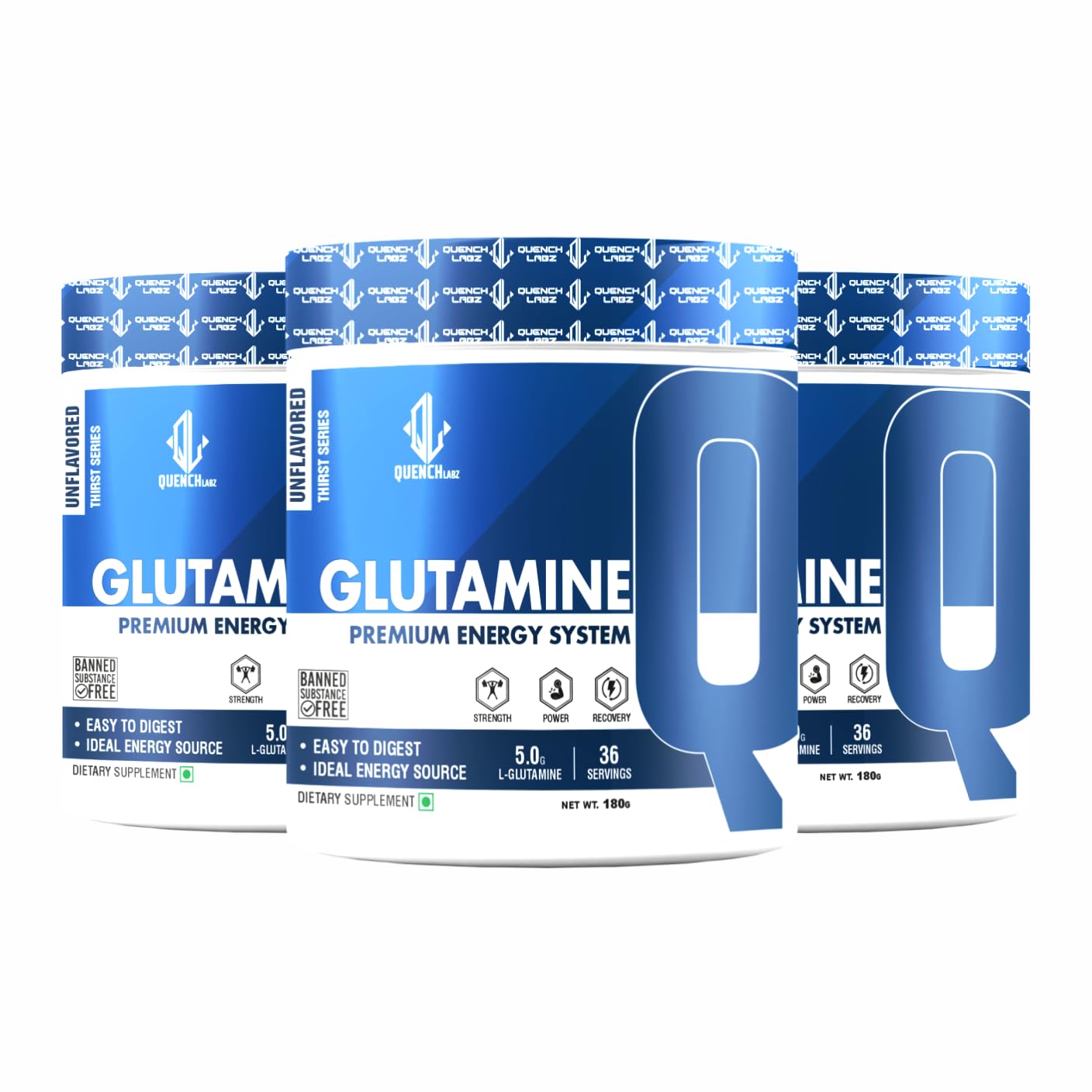 QUENCHLABZ GLUTAMINE - Pure L-Glutamine Powder Supplement for Muscle Recovery, Post-Workout, Strength, and Gut Health - 540g Unflavored - Ideal for Athletes & Fitness Enthusiasts (Pack of 3)-image-9