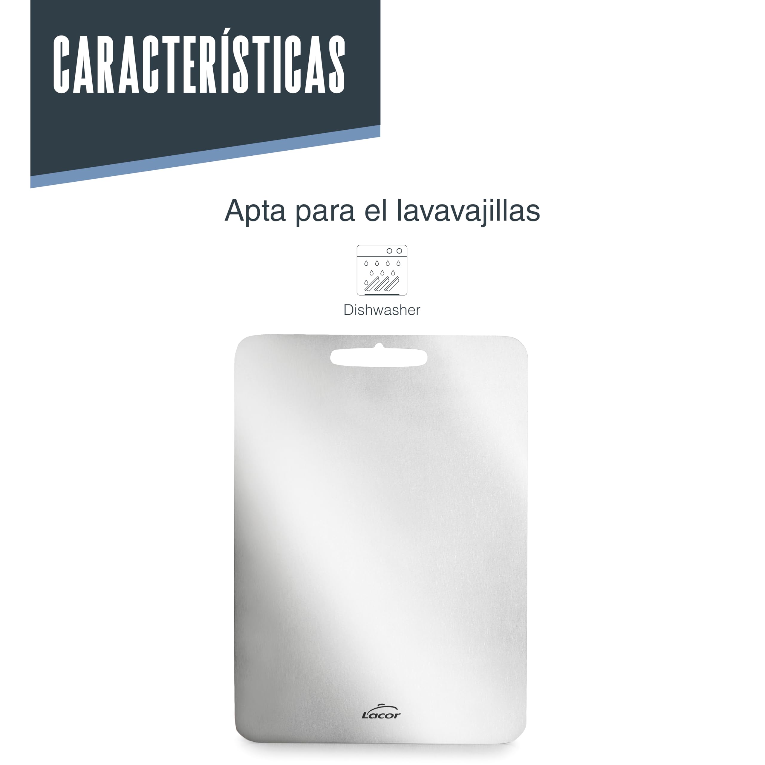 Lacor - 60773 - Tabla de Cortar Titanium, Titanio Puro 99%, 25 x 36 cm, Reversible, Higiénica, Alta Resistencia al Corte y al Calor, con Orificio para Colgar
