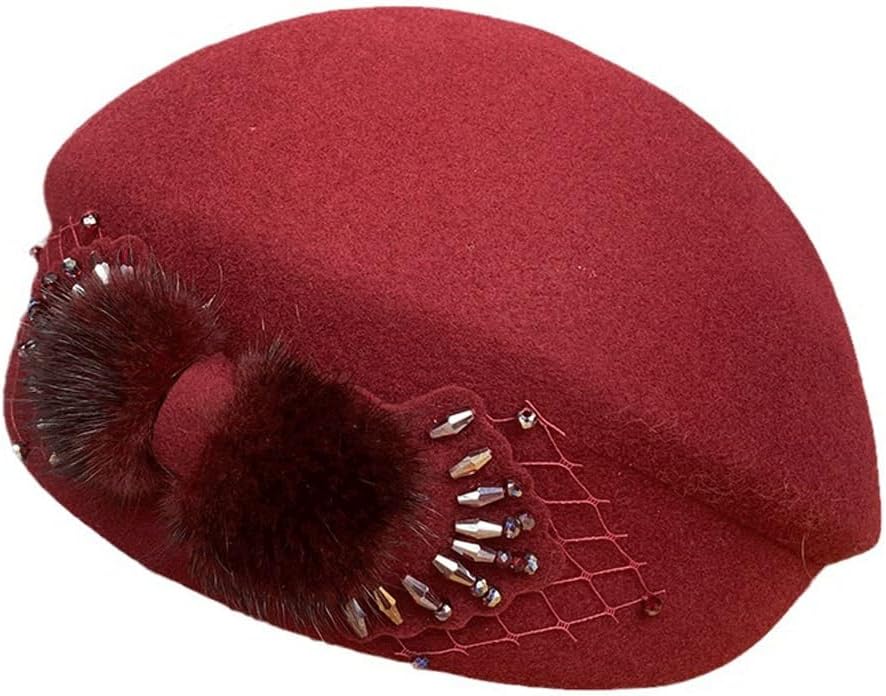 JSEIAJB Beret Women's Autumn and Winter Light Celebrity Versatile Styled Show Little(E)