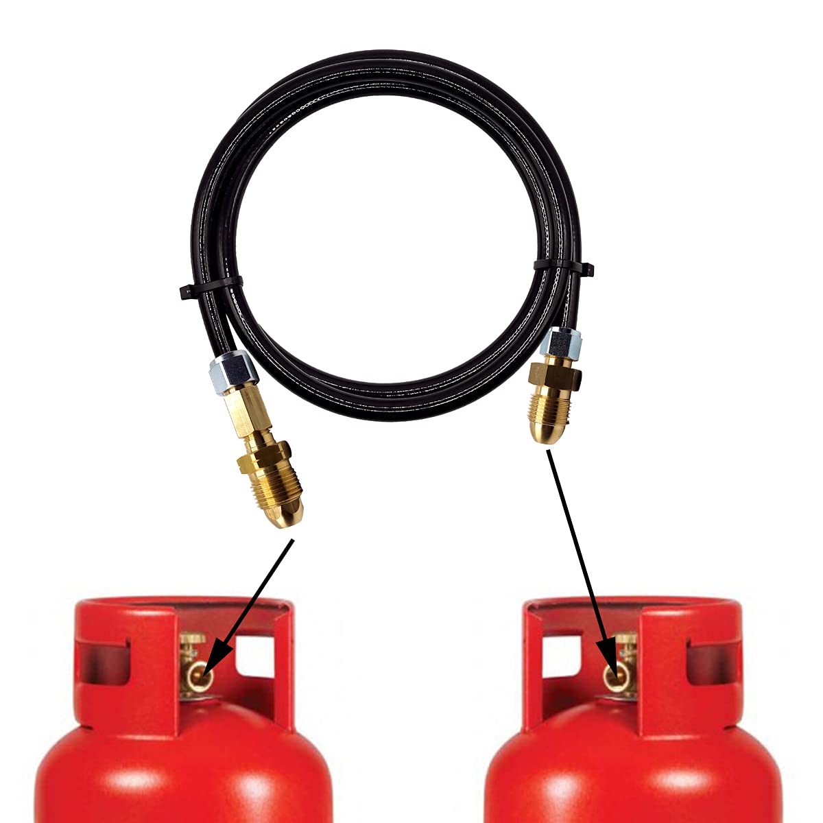 Gomet LPG Dos adaptadores de botella de gas Conectores giratorios con tubo de manguera de 8 mm (3 metros)