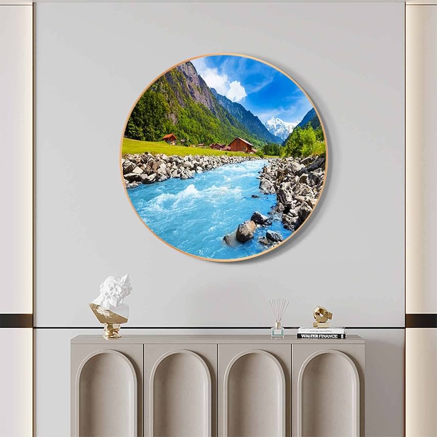 ゴールド額縁風景画油絵山自然 ゴールド額縁風景画油絵山自然