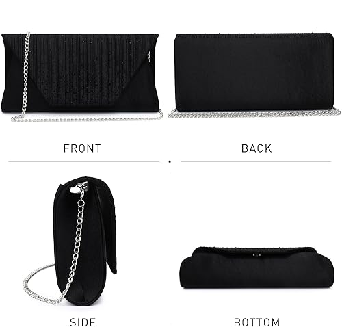 Miniatura 3 de Dasein Bolso de noche para mujer con diamantes de imitación y purpurina para boda para noche con sobre de cristal bolso cruzado