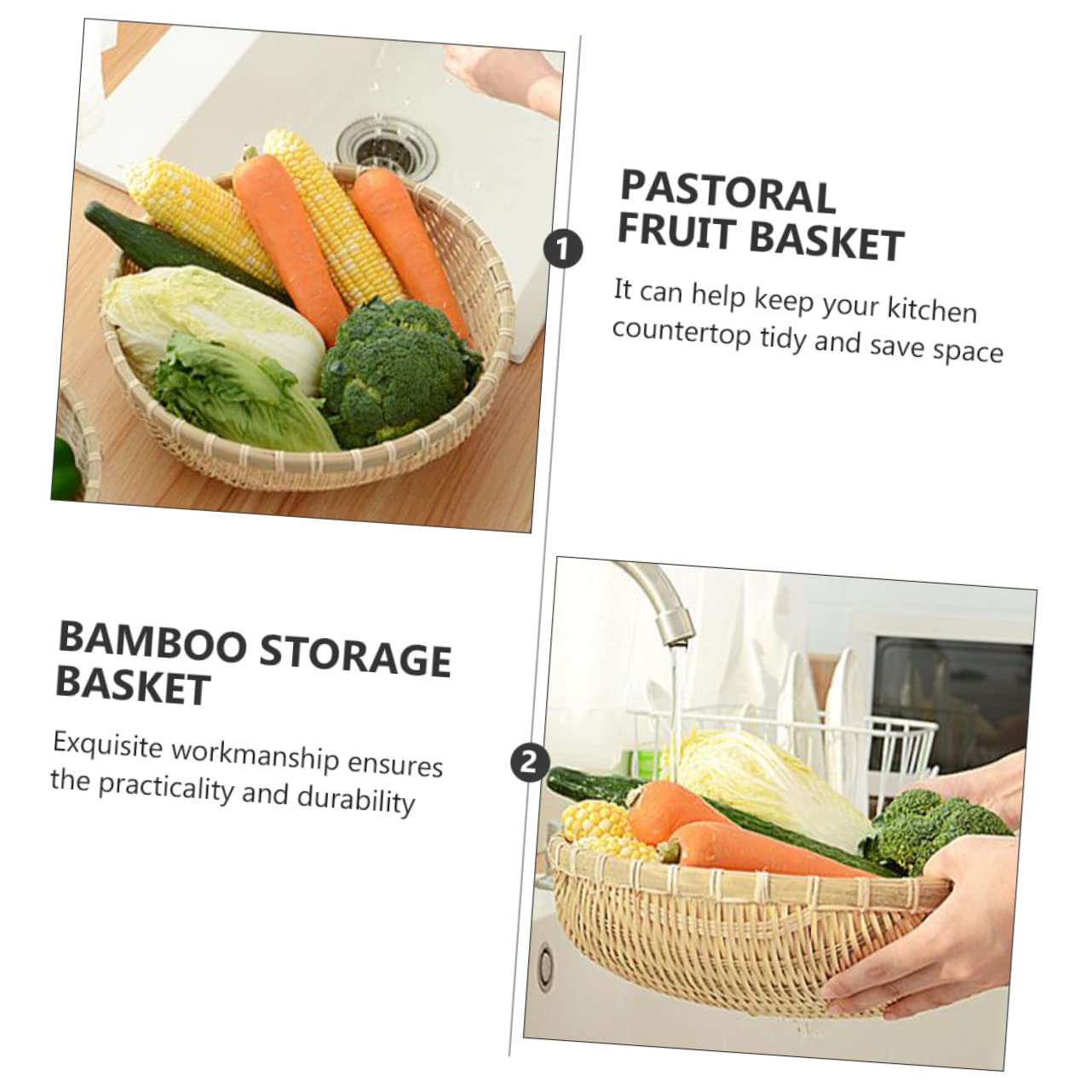 CONGARTENO 1 PC Pastoral Vegetable Basket Versatile Storage for Fruits Clothes and Sundries Design for Home Restaurant Buffet and Party Use