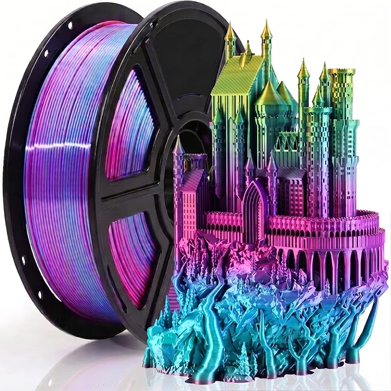 Image of Silk PLA 3D Printer Filament 1.75mm Filajoy3D 3D Printing Filament 250g Dimensional Accuracy + /- 0.03mm for Most FDM 3D Printers,Blue Purple Yellow