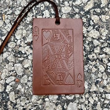 Air Flair | Leather Car Air Freshener | Rectangle Queen of Hearts Brown Leather Scent