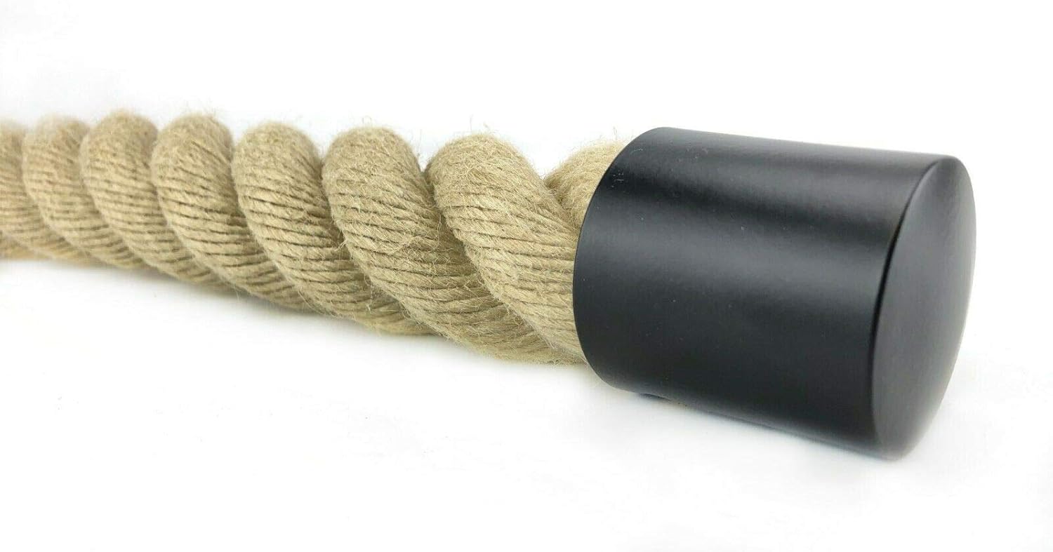 RopeServices UK 36mm Powder Coated Black Decking Rope End Cap, Decking