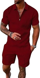 Chándal para Hombre Bandera Americana 3D Impreso Digital Manga Corta Cremallera Polo Camisa y Pantalones Cortos Conjunto Casual Streetwear Verano Traje de 2 Piezas