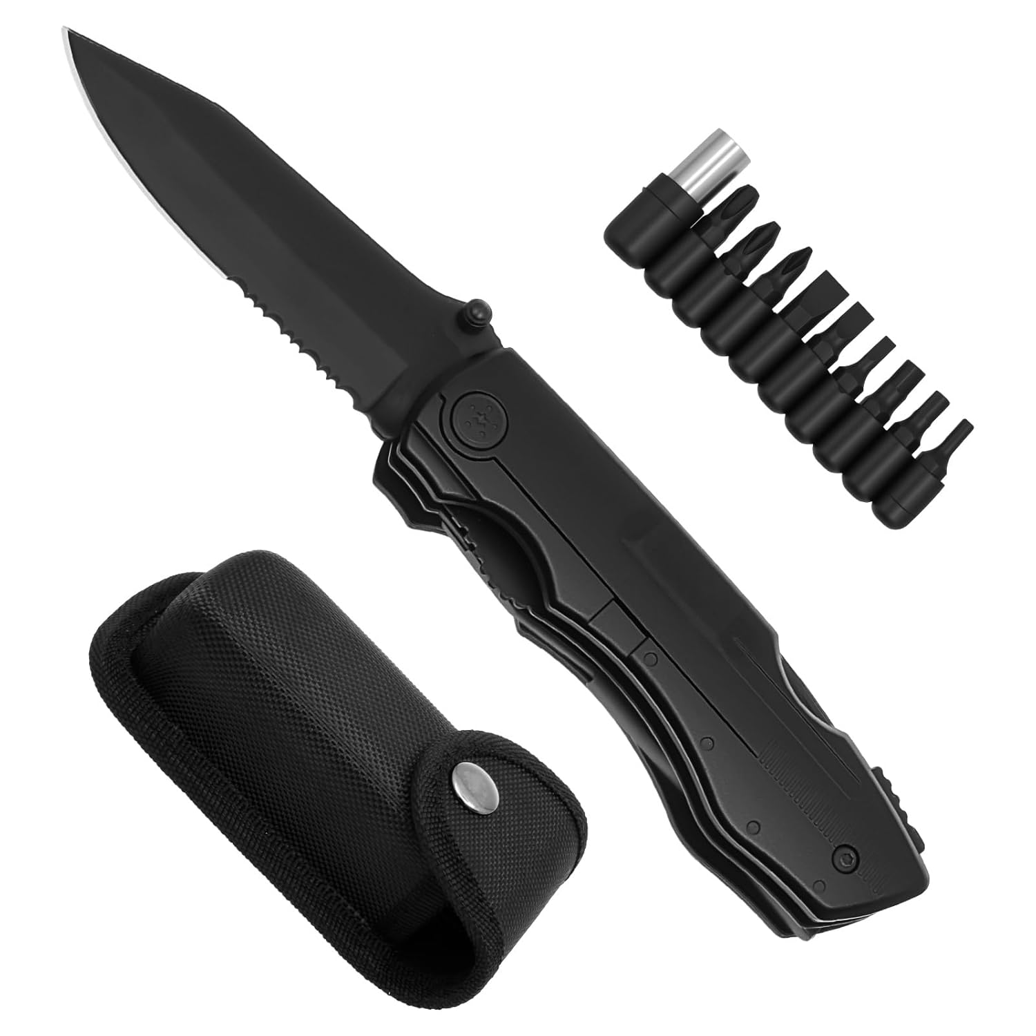 Aluminum Alloy Multitool Pocket Knife Practical Folding Multi Tool Foldable Versatile Utility Plier Set for Outdoor Black