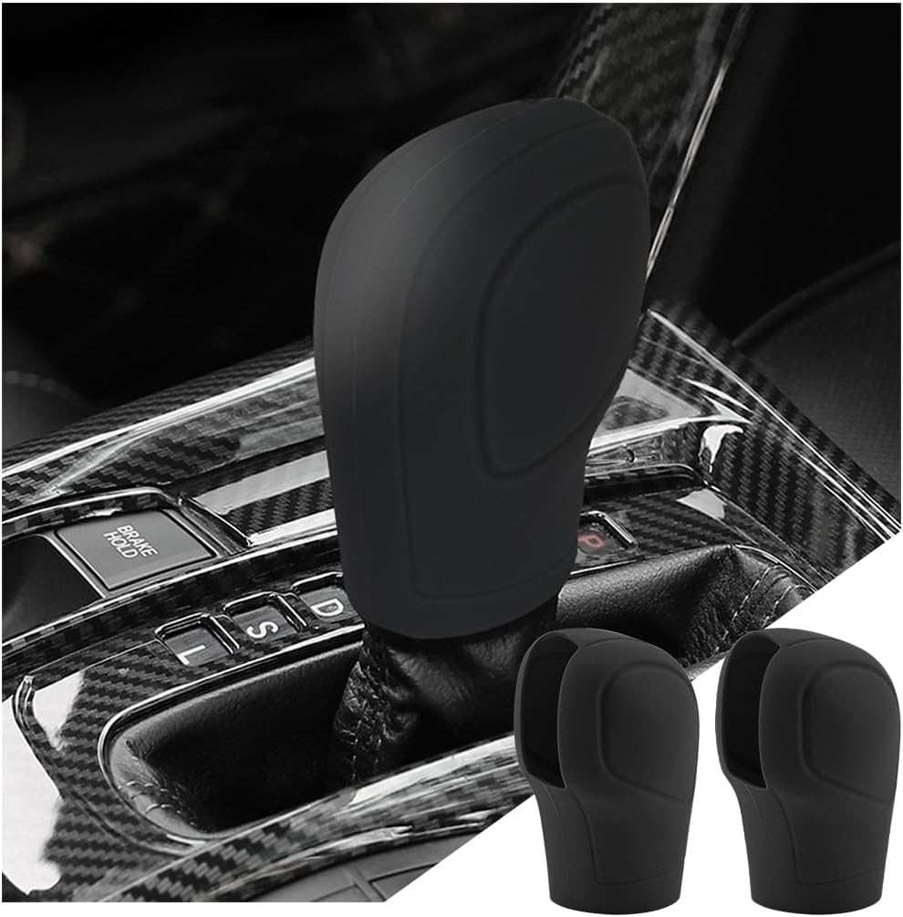 VELEGO 2Pcs Silicone Gear Shift Cover - Anti-Slip Automatic Knob Stick Protector for Man & Women Car Decor - Universal Interior Accessories for SUV Truck (Black)