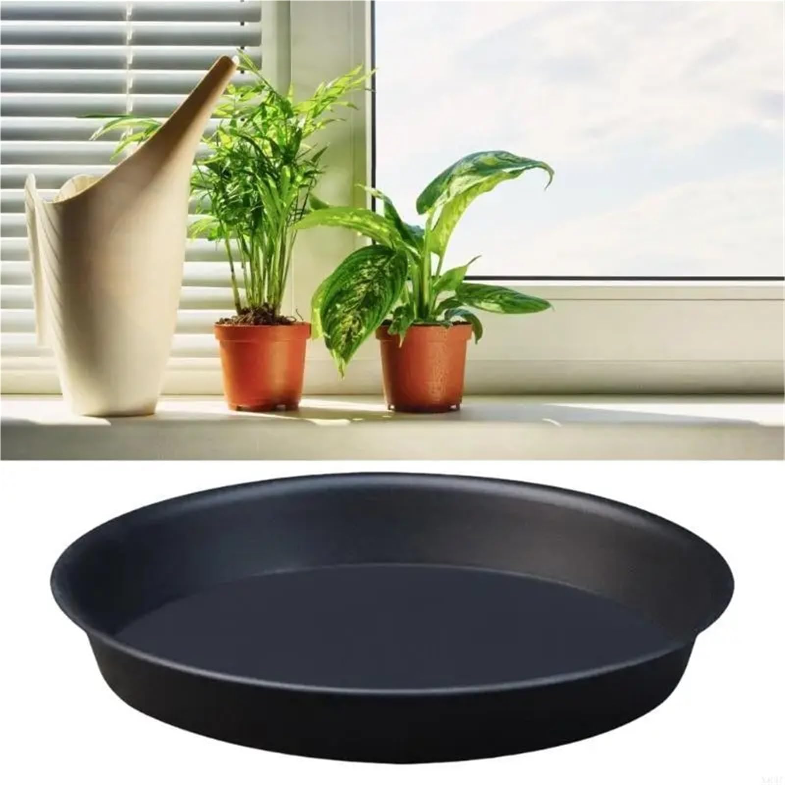 Bandejas de Goteo plástico for Plantas, platillos Negros for Flores, Accesorios plantación for balcón, Sala Estar y Uso en Oficina, 3 uds., 13,6 Pulgadas para Plantas