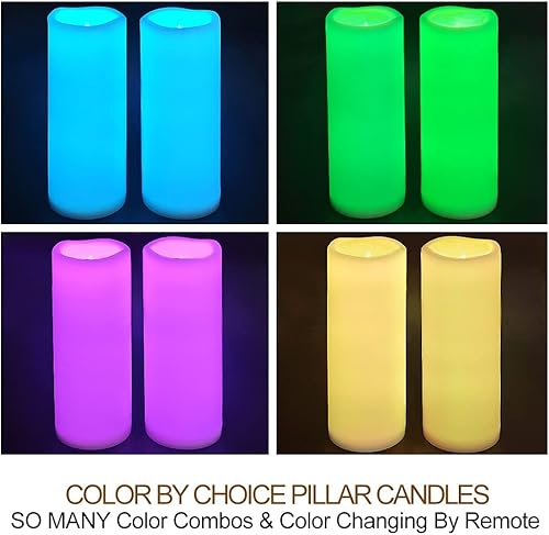 Miniatura 4 de Paquete de 2 velas LED multicolor de 4 x 10 para exteriores, sin perfume, IP65, impermeables, sin llama, con control remoto y temporizador, funciona