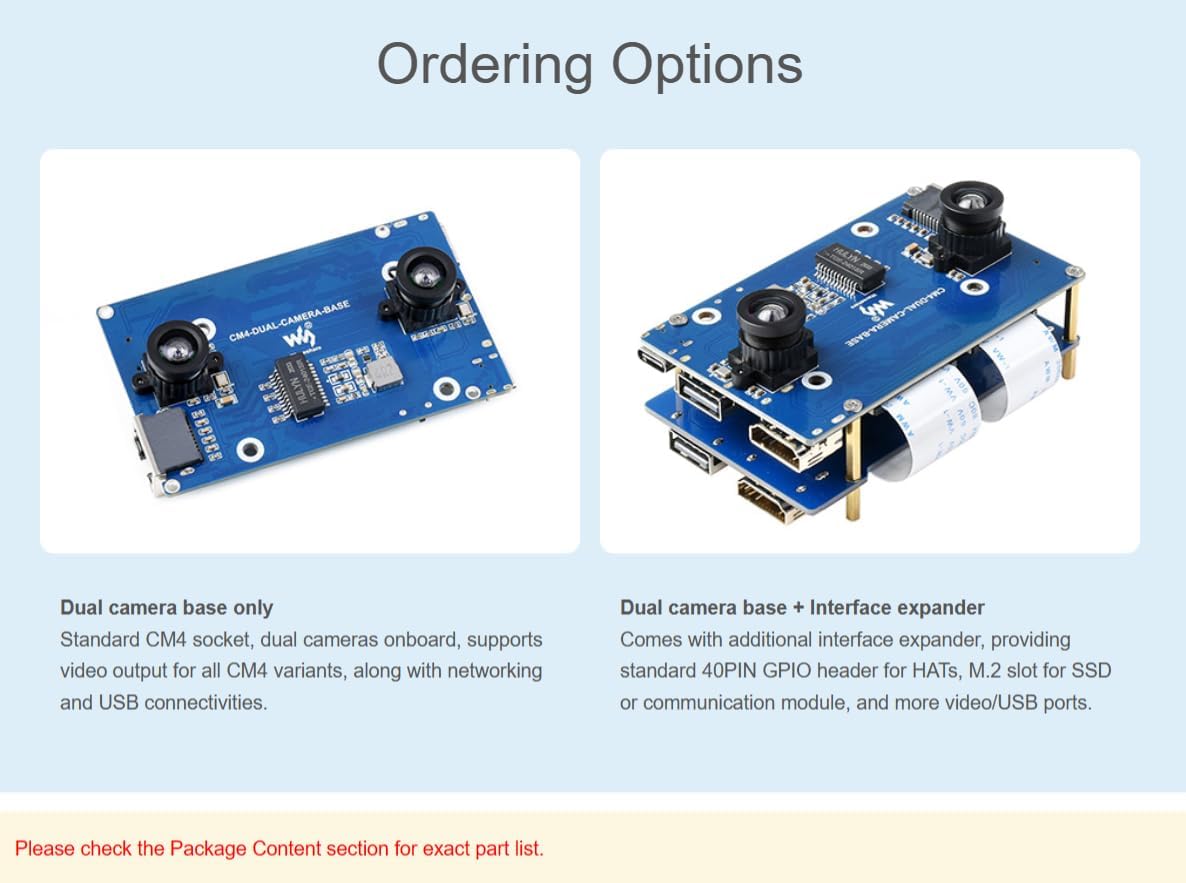Scheda base per fotocamera binoculare compatibile con il modulo di elaborazione Raspberry Pi 4 Lite/EMMC varianti incluse espansore di interfaccia