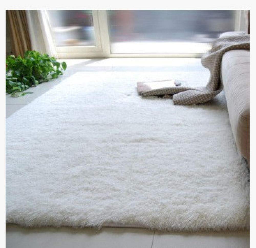 Tapis de chambre blanc 120x160cm moelleux et antidérapant rectangulaire