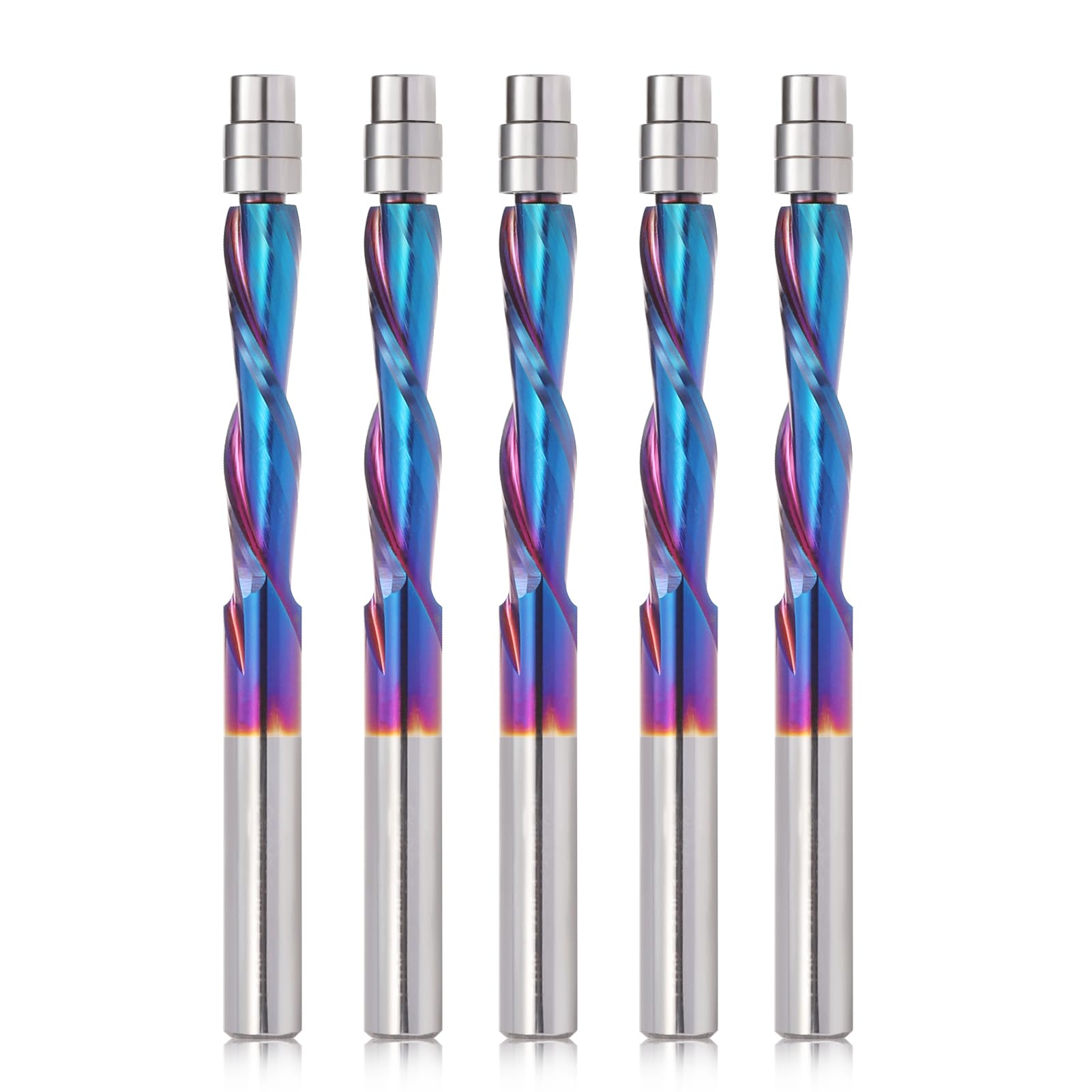Snapklik.com : 5PCS Down Cut Spiral Flush Trim Router Bit,1/4