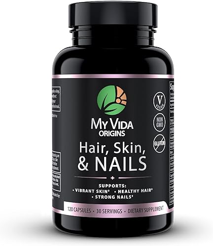 My Vida Origins Cabello y uñas  Cabello más grueso, uñas más fuertes, piel vibrante  Apoya la belleza natural  Zinc, biotina, vitamina E  Vegano 120