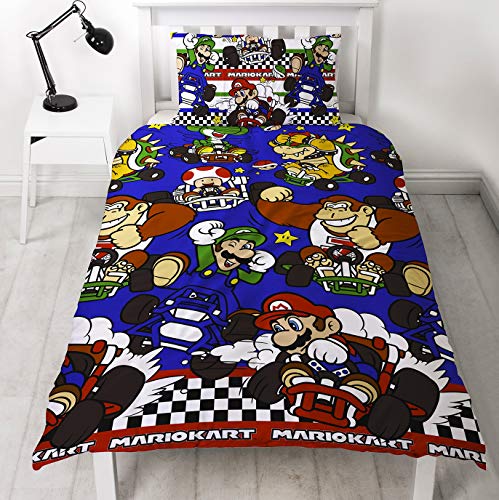 Nintendo Mario Kart - Funda nórdica reversible para cama individual y doble