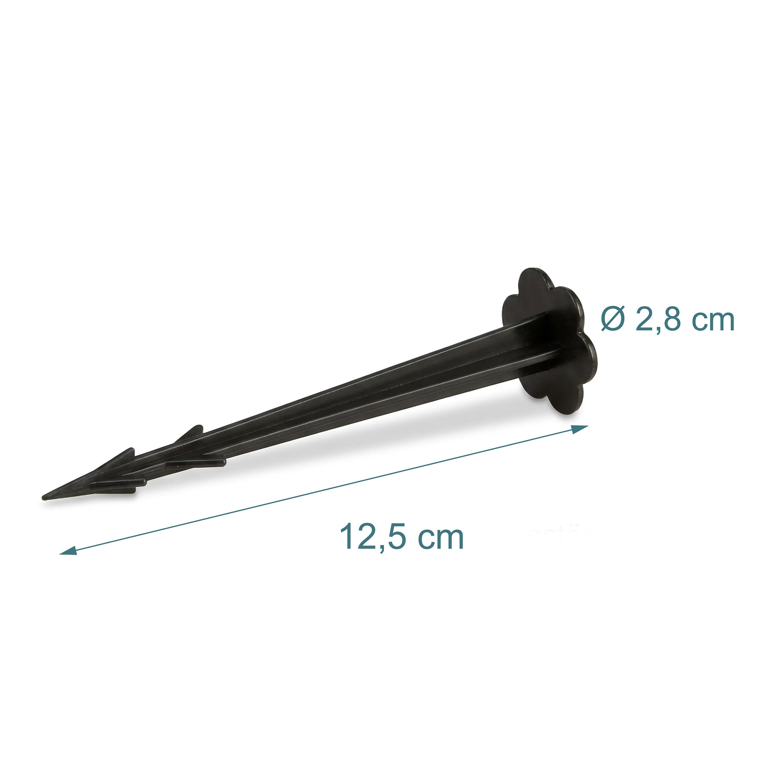 1000x Picchetti di Plastica da 11 cm, Picchetti di Ancoraggio, per Teli da Giardino, L: 11,5 cm ca., Nero