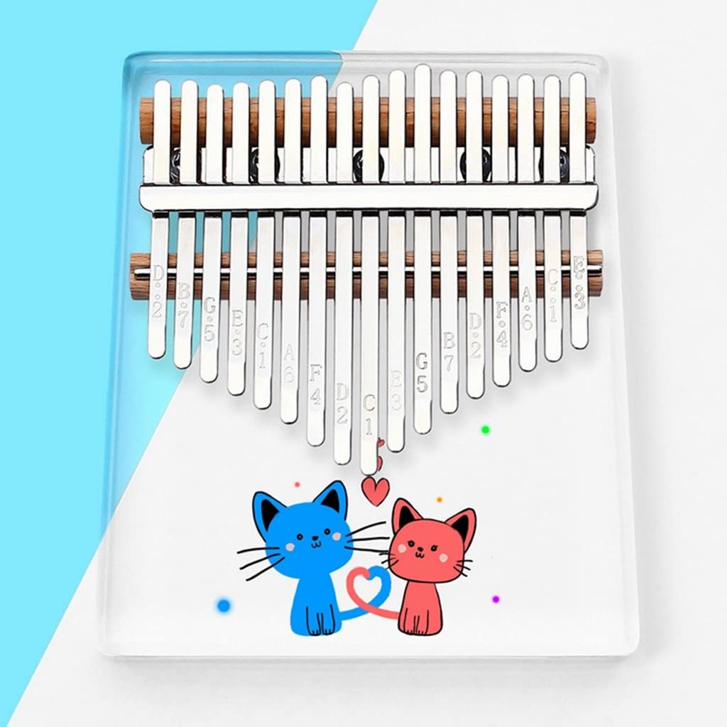17 Keys Kalimba Transparent Colorful Painting Cartoon Pattern Finger Piano Musical Instruments for Beginners Color Gray Size 17