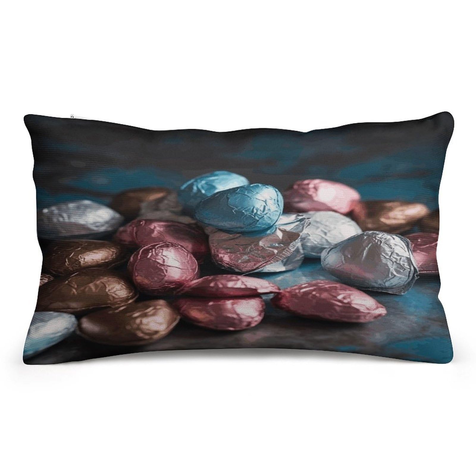 FekiLoot Valentine's Day Candy Pillowcases Super Soft Cozy Lumbar Decorative Throw Pillow Covers Plush Pillow Shams with Zipper Double-Sided Decorative Pillows Shells for All Seasons
