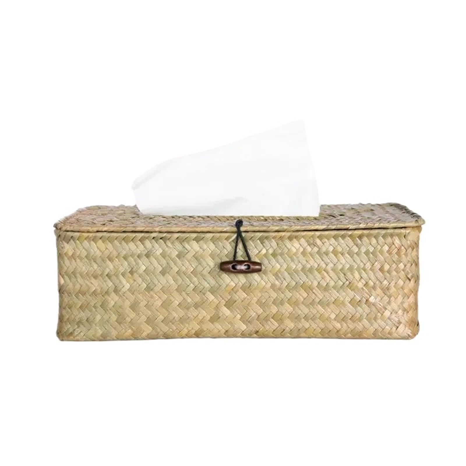 Rattan Tissue Box Cover Rectangular Napkin Case Woven Paper Container Home Car Napkins Holder Organizer For Living Room,Dining Table(Natural)