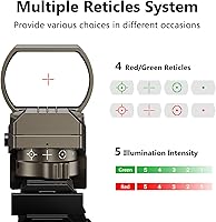 Vista 2 de CVLIFE 1x22x33 Visor de Punto Rojo y Verde, Mira Reflex con 4 Retículas, Montura de 20mm