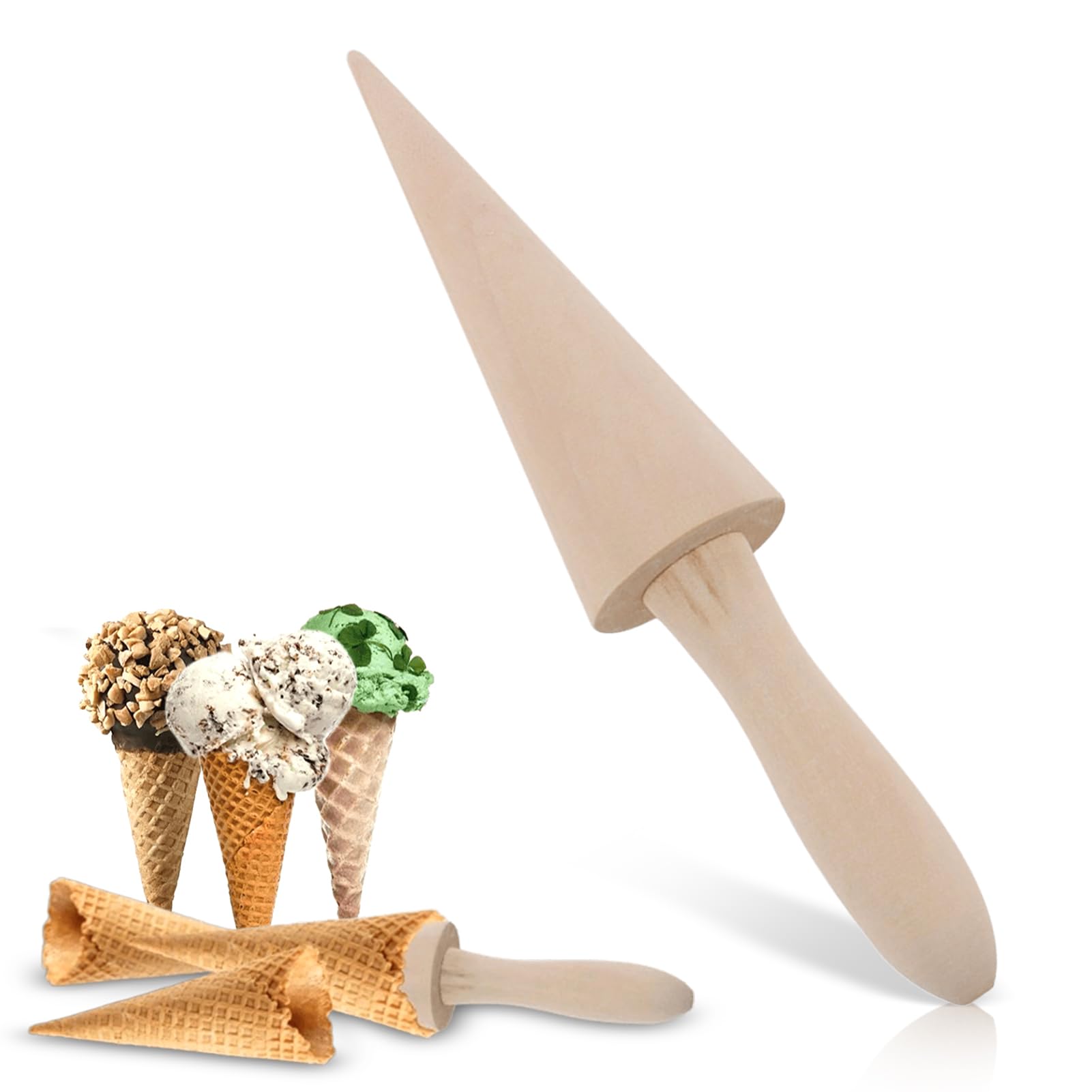 Amazon.com: Ice Cream Cone Mold, Reusable Wooden Cream Horn Mold