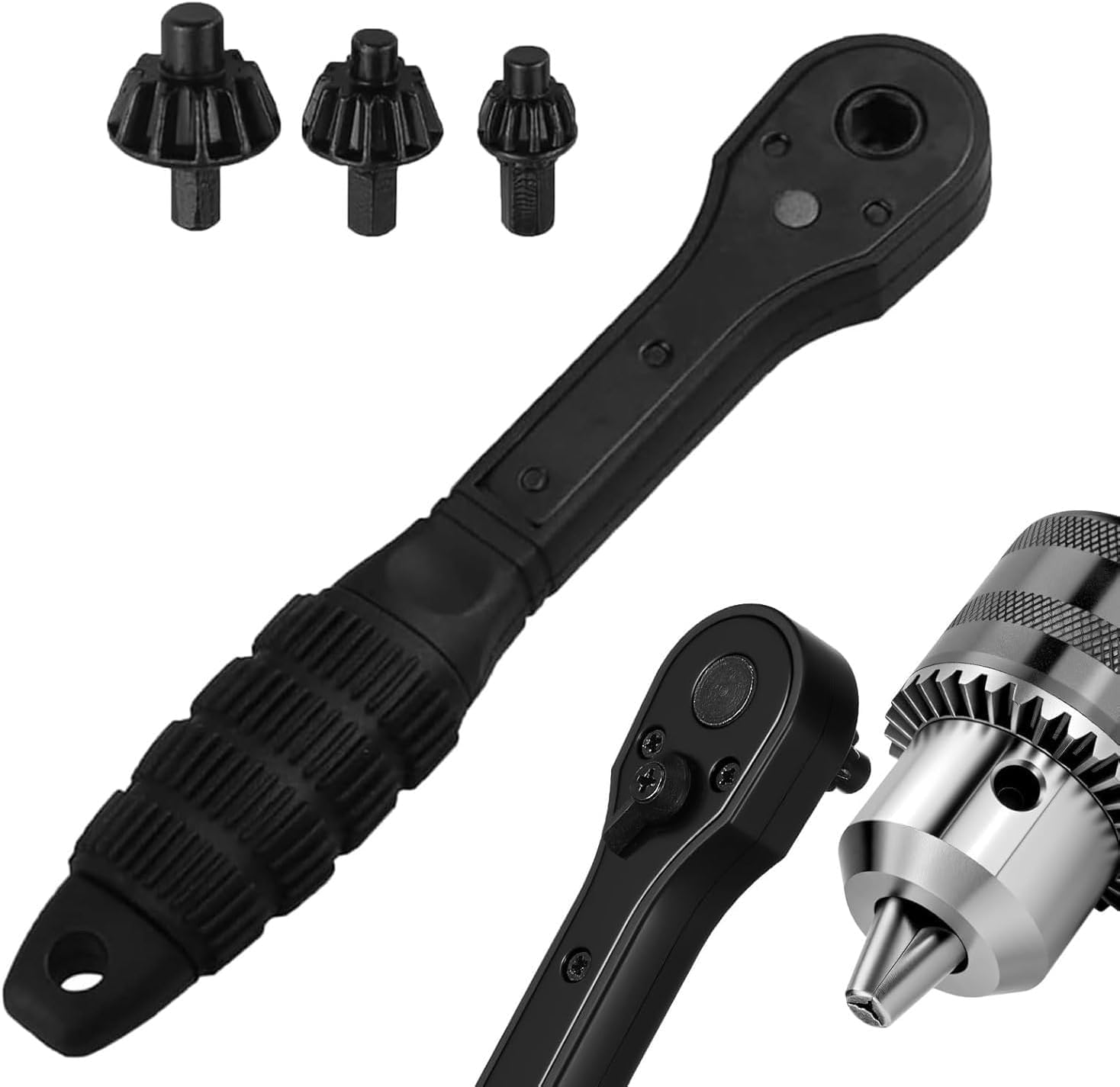 Serplex® 2-in-1 Ratchet Drill Chuck Key Wrench Chuck Key Replacement Tool | Universal Interchangeable Fastening Clamping Tool with 3 Sizes Drill Chuck Keys, for Most Electric Drills and Power Tools-image-36
