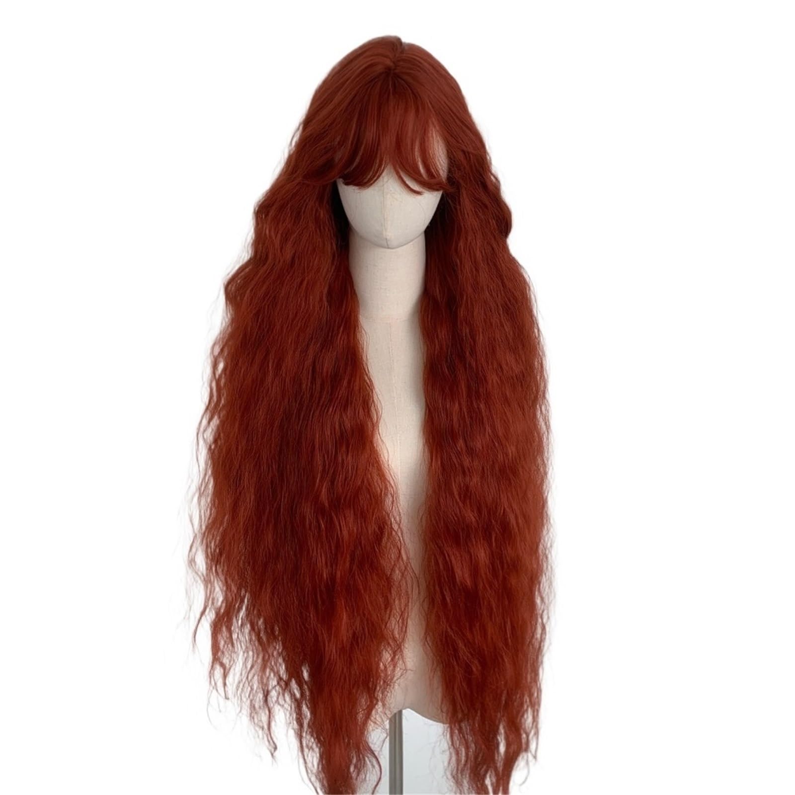 Libangrong-888 Women's One Color Wigs Red Brown Long Curly Hair Wig, Air Bangs, Daily Styling Headband Natural Wig