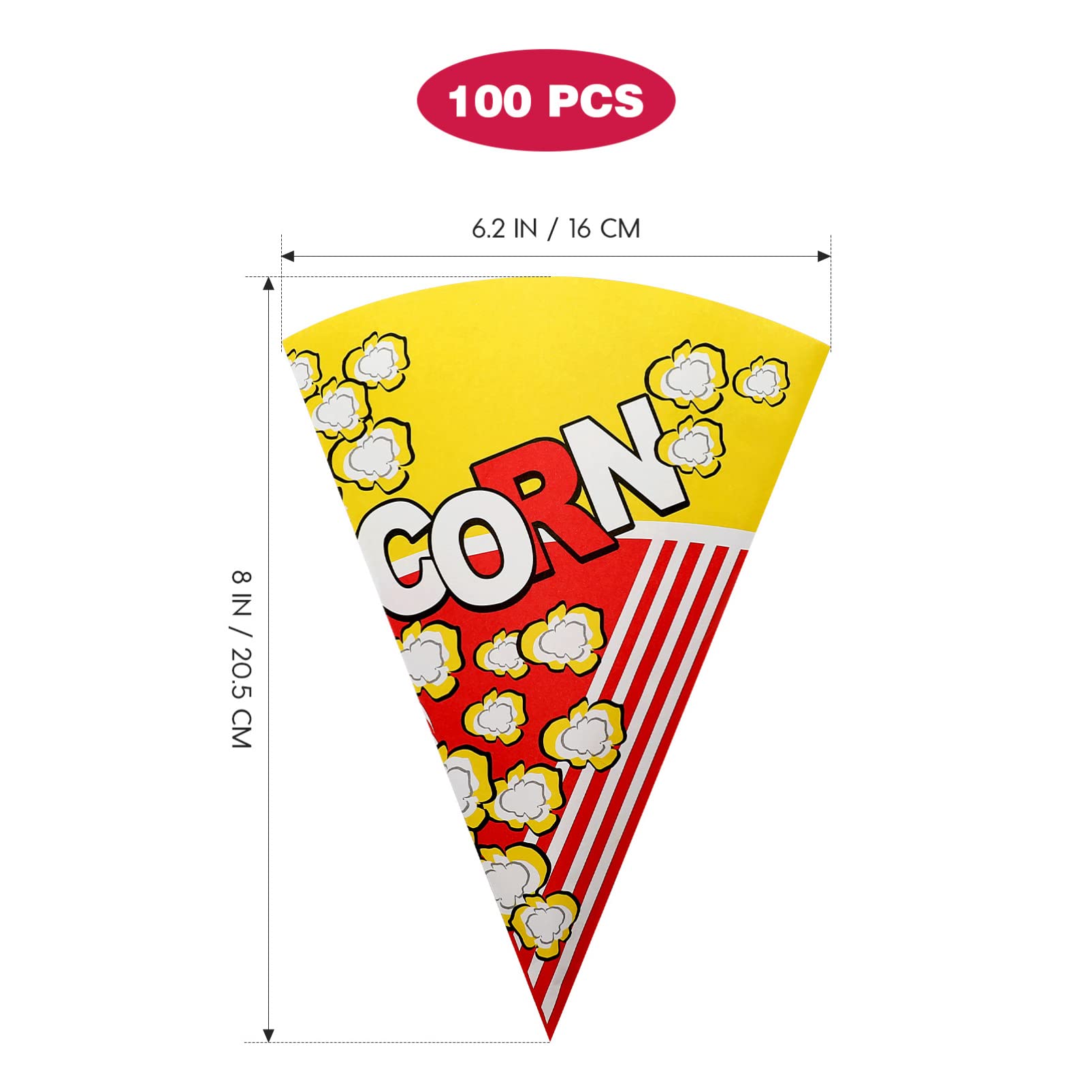 Sacchetti Popcorn A Cono - 100 Pezzi In Carta Per Cinema Home E Feste - Foto 5