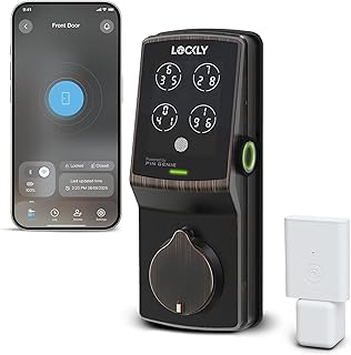 Lockly Secure Pro - Cerrojo de seguridad, cerradura inteligente Wi-Fi, cerradura de puerta de entrada sin llave, cerraduras inteligentes para cualquier puerta, teclado PIN Genie®, sensor biométrico de