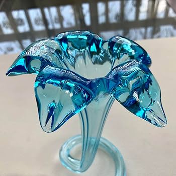 青色　ガラス花瓶　花器　フラワーベース　生け花　池坊 美品】 池坊 池坊好み 花瓶 工芸品 ガラス製 生花 フラワー